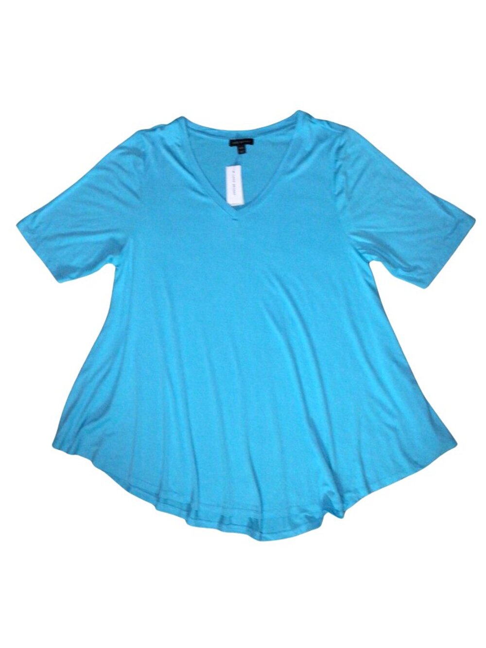 NWT Lane Bryant Top Women’s 18 20 Blue Short Sleeve V Neck Shirt Turquoise Aqua